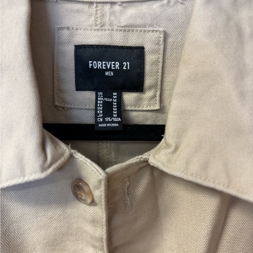 Forever 21 Men's Size Medium Taupe Tailored‎ Jacket Paint Splash Beige - Picture 4 of 10